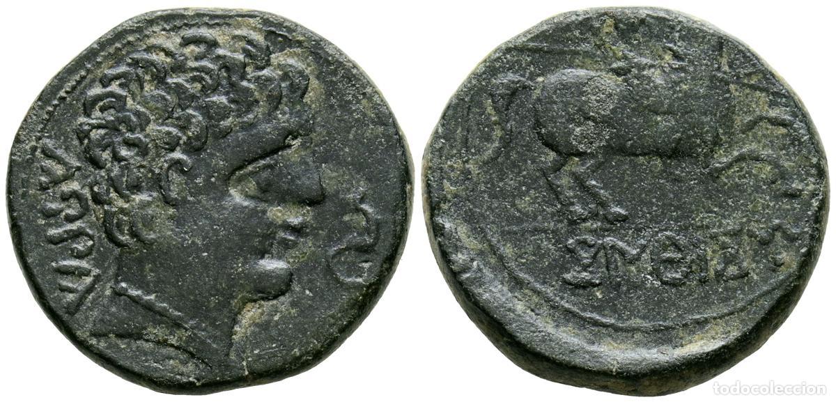 Old Coins: CONTERBIA CARBICA (Huete, Cuenca). As. (Ae. 10,54g/24mm). 120-80 a.C. (FAB-846). Anv: Cabeza masculi