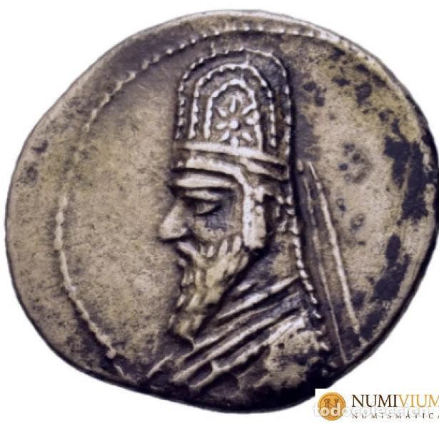 Monedas antiguas: Reyes de Partia. Mitr&iacute;dates II (121&ndash;91 a.C.). Dracma de plata