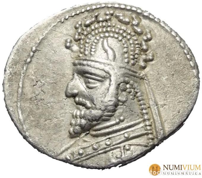 Monedas antiguas: SINATRUCES (c. 93 &ndash; 70 a.C.) Dracma. Rhagae