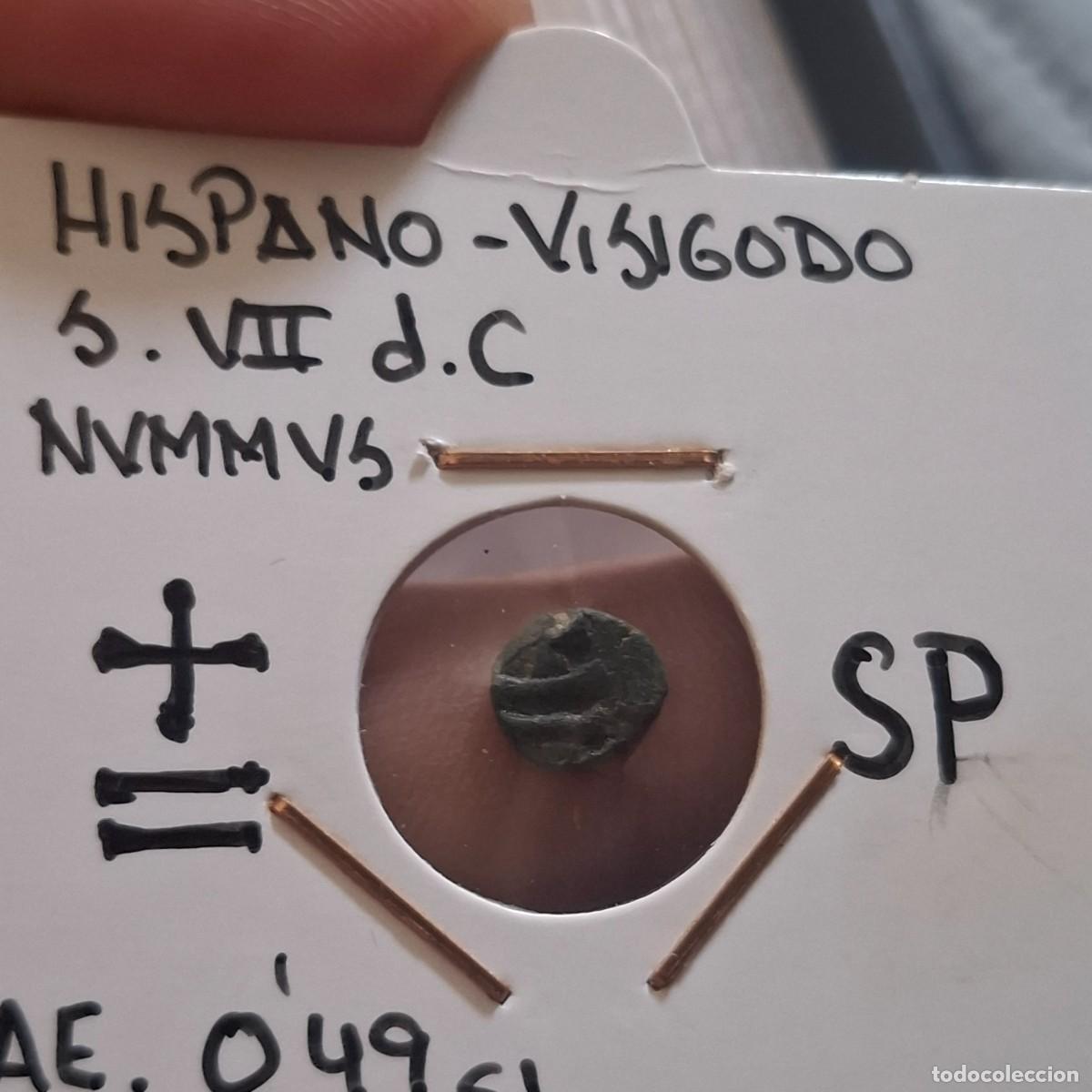 Monedas antiguas: Nummus visigodo. Hispalis Svii dC 0.49 grm. Excelente conservaci&oacute;n. Extremadamente rara.