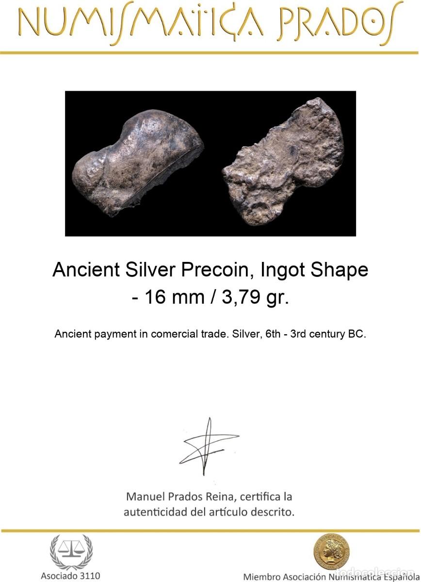 Monedas antiguas: Ancient Silver Precoin, Ingot Shape - 16 mm / 3,79 gr. - Foto 2