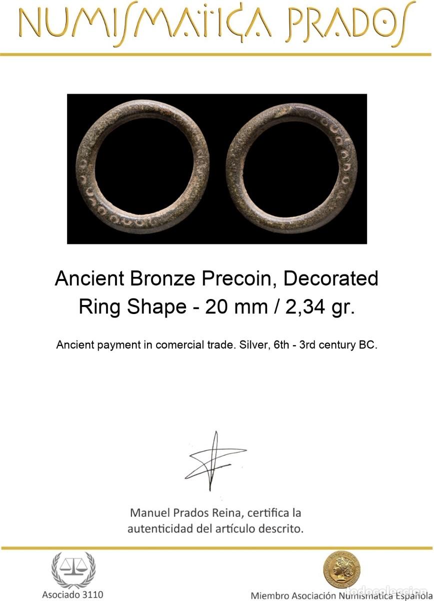 Monedas antiguas: Ancient Bronze Precoin, Decorated Ring Shape - 20 mm / 2,34 gr. - Foto 2