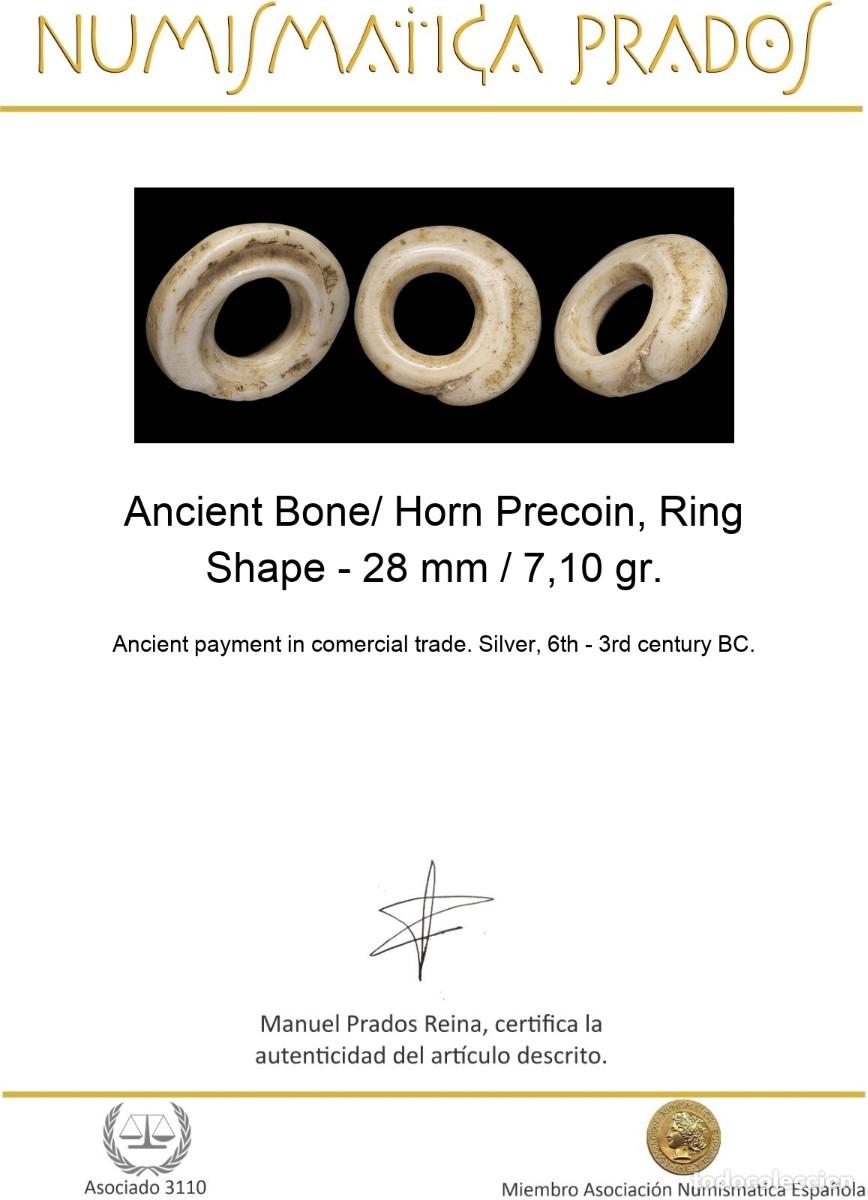 Monedas antiguas: Ancient Bone/ Horn Precoin, Ring Shape - 28 mm / 7,10 gr. - Foto 2