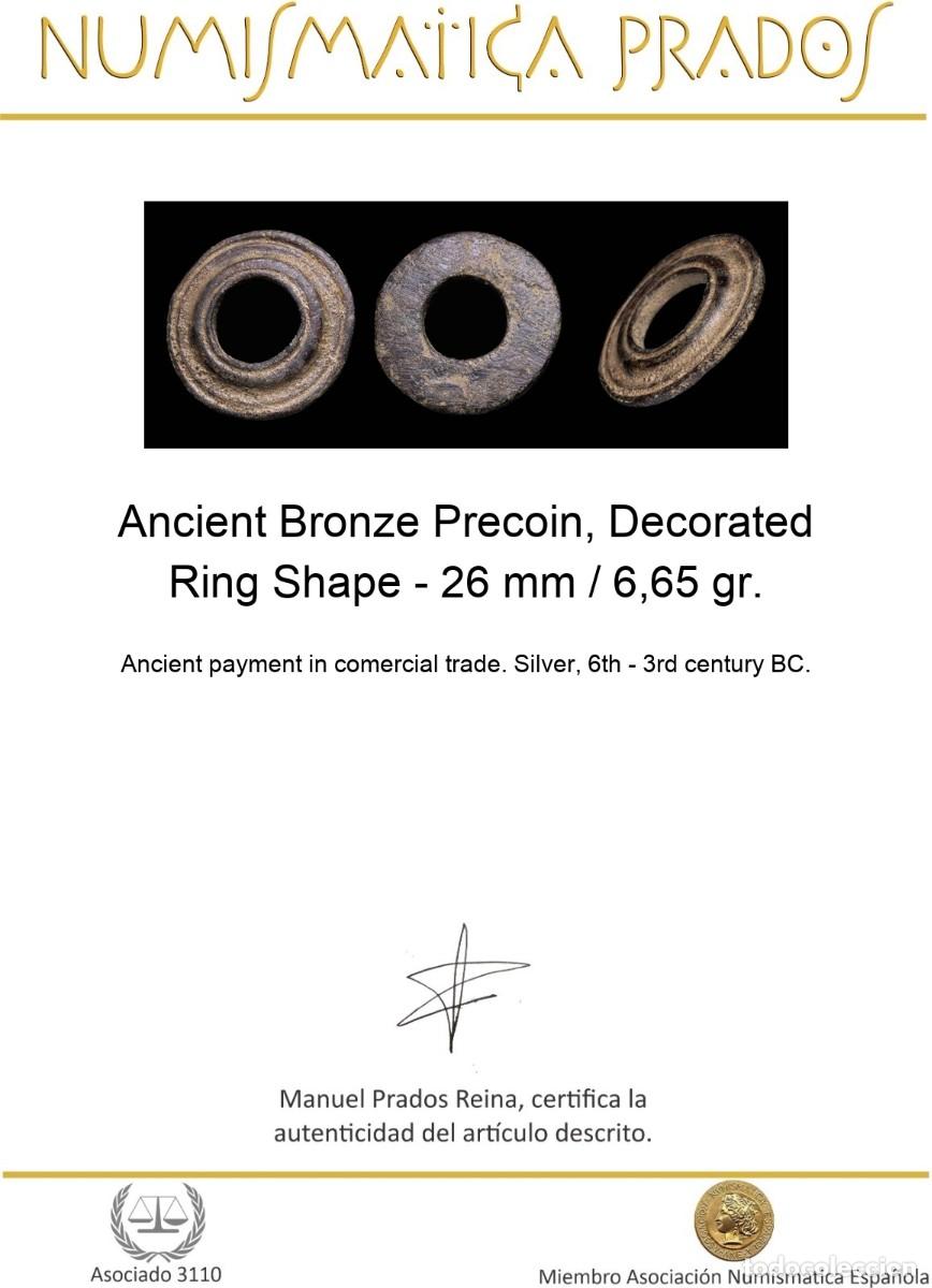Monedas antiguas: Ancient Bronze Precoin, Decorated Ring Shape - 26 mm / 6,65 gr. - Foto 2