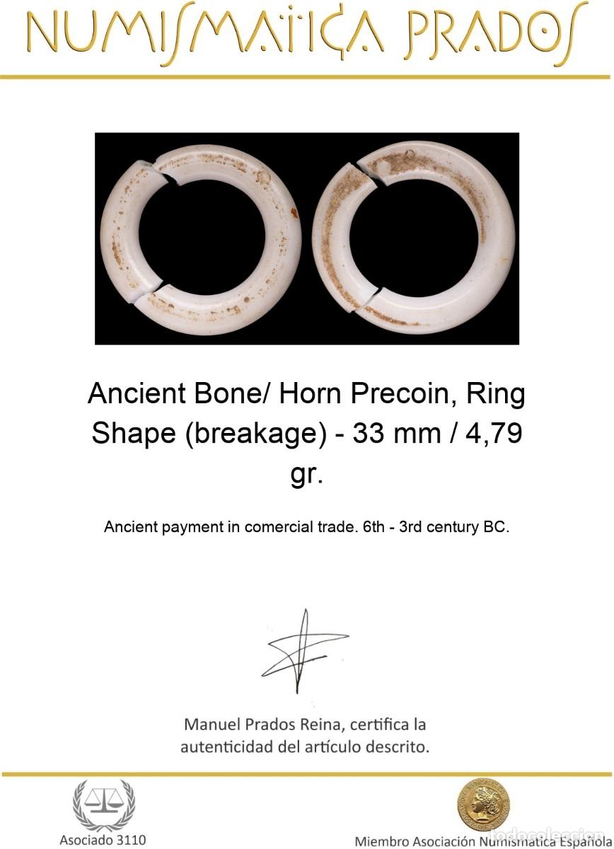 Monedas antiguas: Ancient Bone/ Horn Precoin, Ring Shape (breakage) - 33 mm / 4,79 gr. - Foto 2