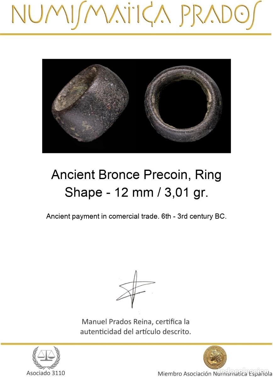 Monedas antiguas: Ancient Bronce Precoin, Ring Shape - 12 mm / 3,01 gr. - Foto 2