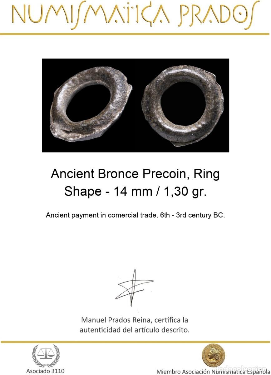 Monedas antiguas: Ancient Bronce Precoin, Ring Shape - 14 mm / 1,30 gr. - Foto 2