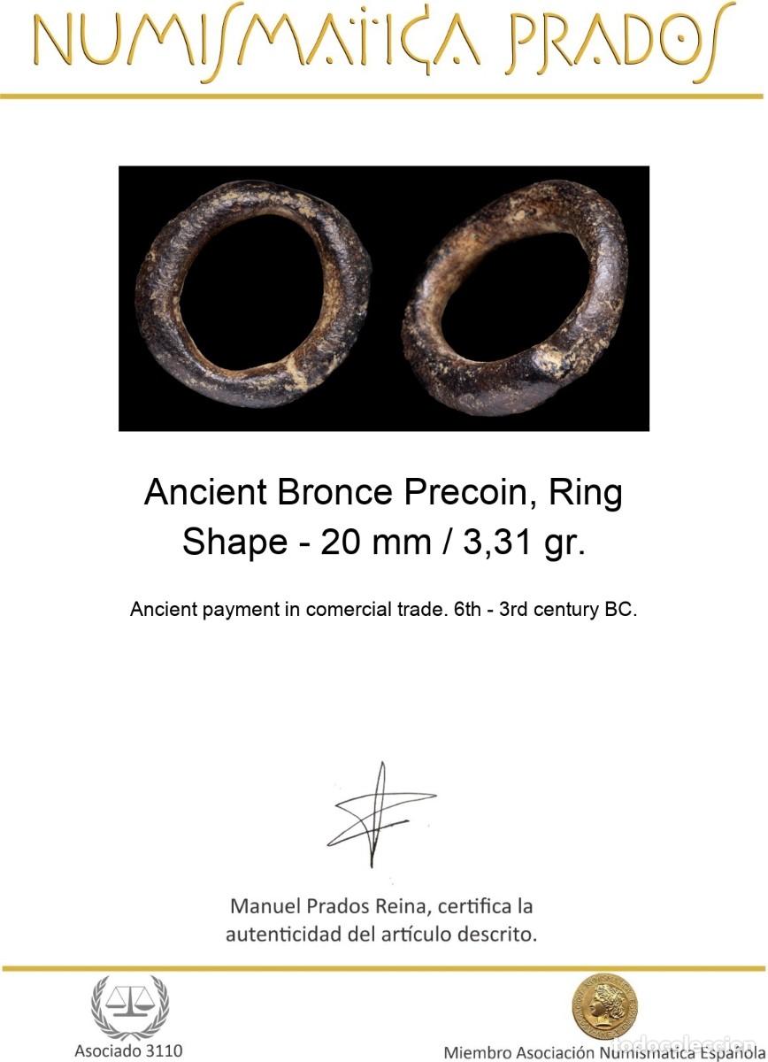 Monedas antiguas: Ancient Bronce Precoin, Ring Shape - 20 mm / 3,31 gr. - Foto 2