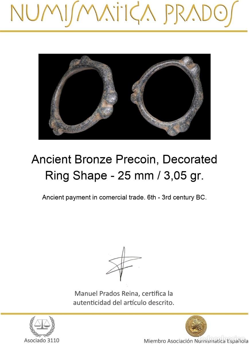 Monedas antiguas: Ancient Bronze Precoin, Decorated Ring Shape - 25 mm / 3,05 gr. - Foto 2