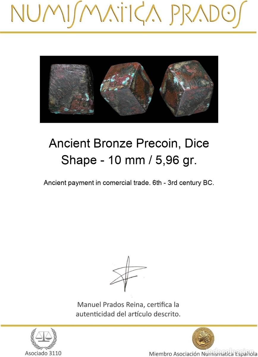 Monedas antiguas: Ancient Bronze Precoin, Dice Shape - 10 mm / 5,96 gr. - Foto 2