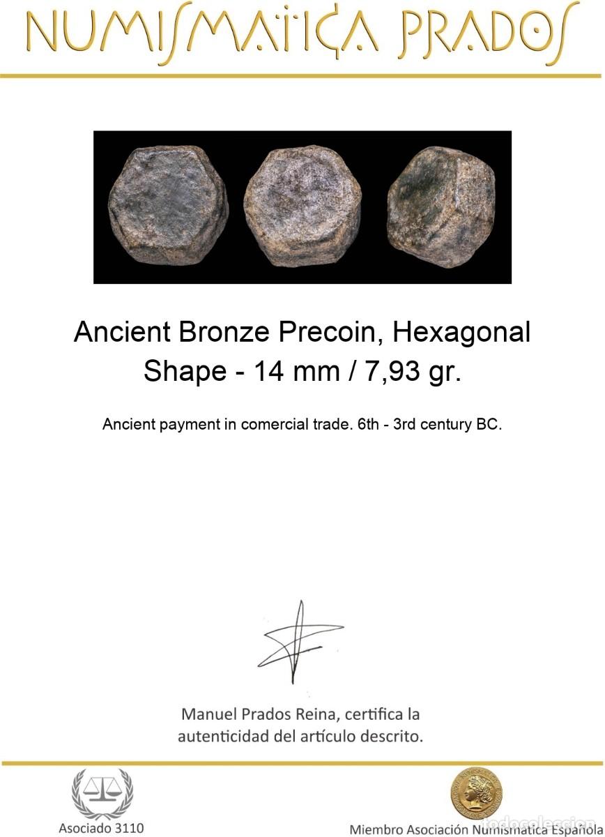 Monedas antiguas: Ancient Bronze Precoin, Hexagonal Shape - 14 mm / 7,93 gr. - Foto 2