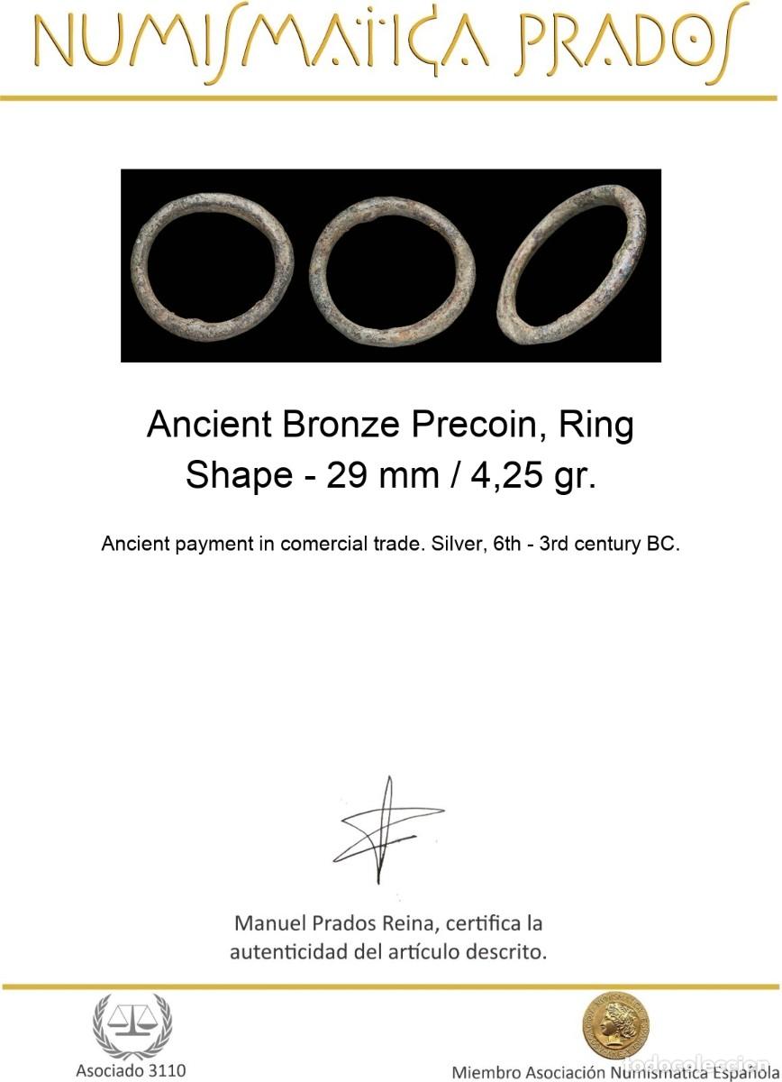 Monedas antiguas: Ancient Bronze Precoin, Ring Shape - 29 mm / 4,25 gr. - Foto 2