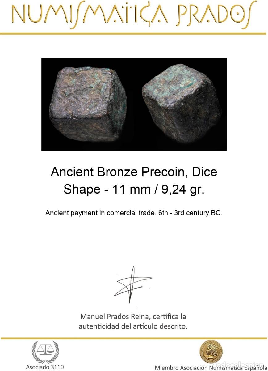 Monedas antiguas: Ancient Bronze Precoin, Dice Shape - 11 mm / 9,24 gr. - Foto 2