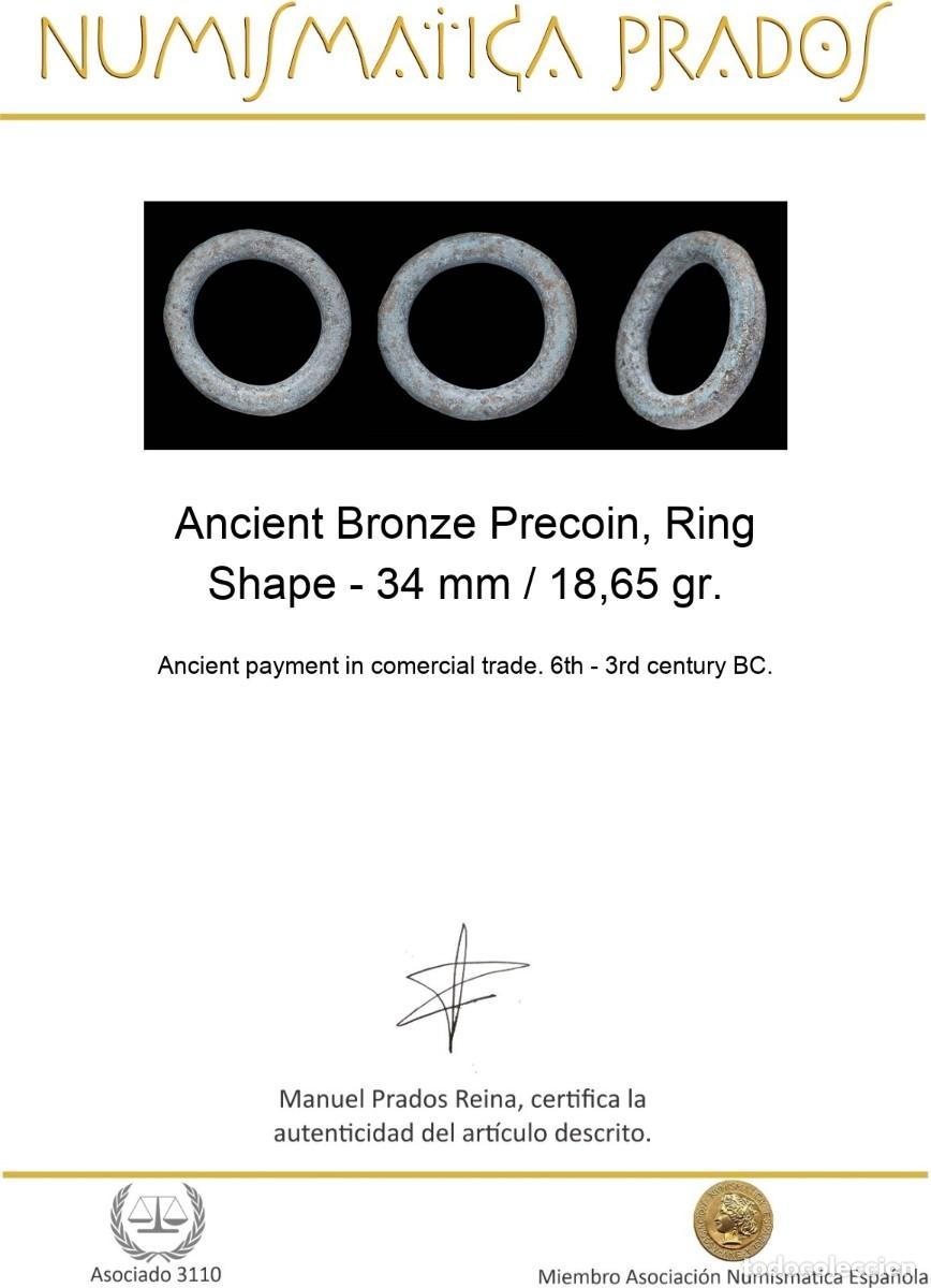 Monedas antiguas: Ancient Bronze Precoin, Ring Shape - 34 mm / 18,65 gr. - Foto 2