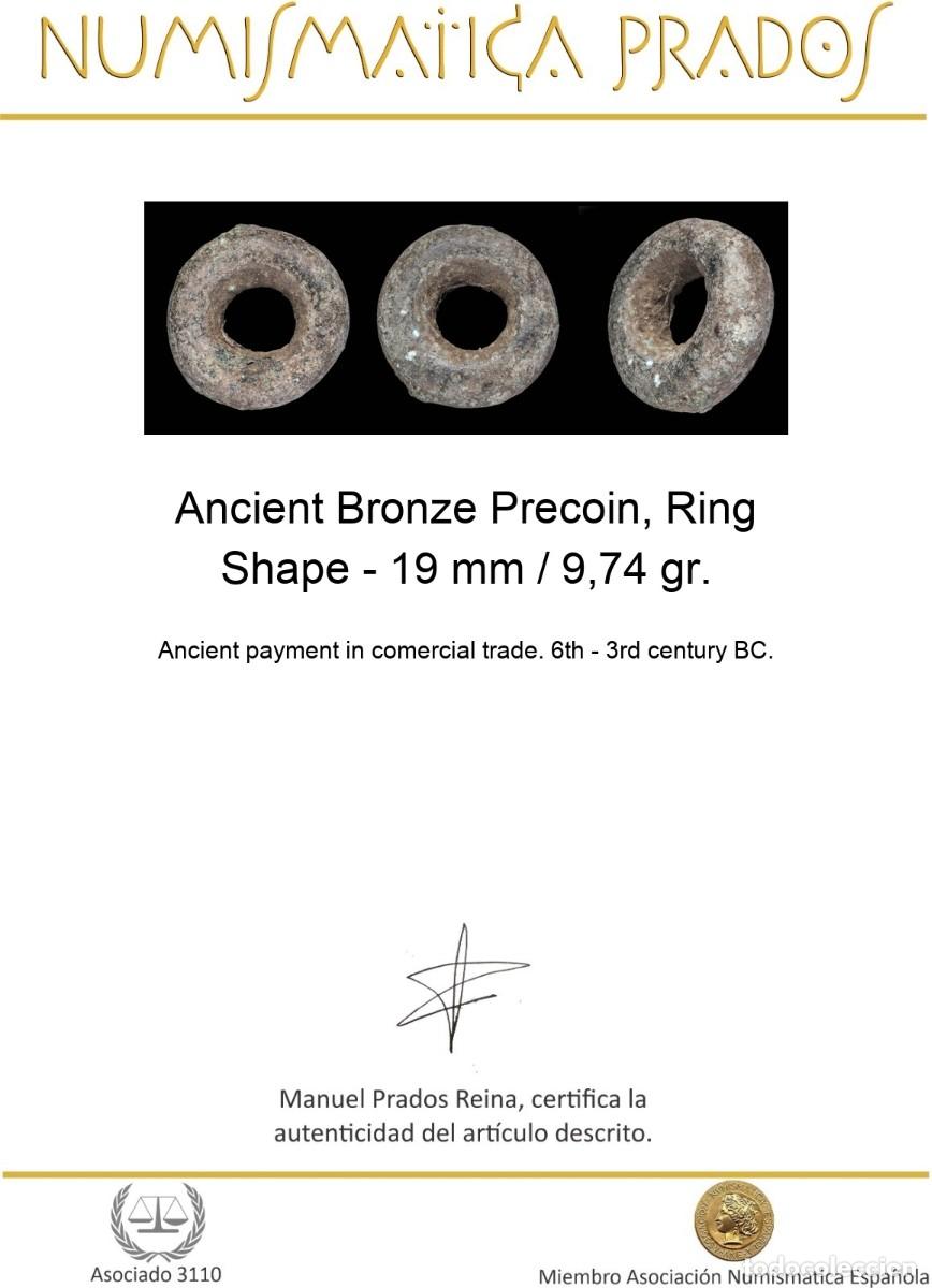 Monedas antiguas: Ancient Bronze Precoin, Ring Shape - 19 mm / 9,74 gr. - Foto 2