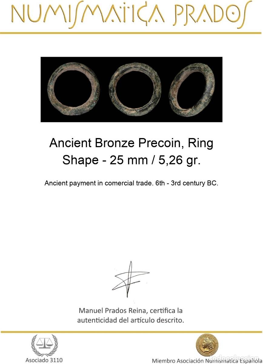 Monedas antiguas: Ancient Bronze Precoin, Ring Shape - 25 mm / 5,26 gr. - Foto 2