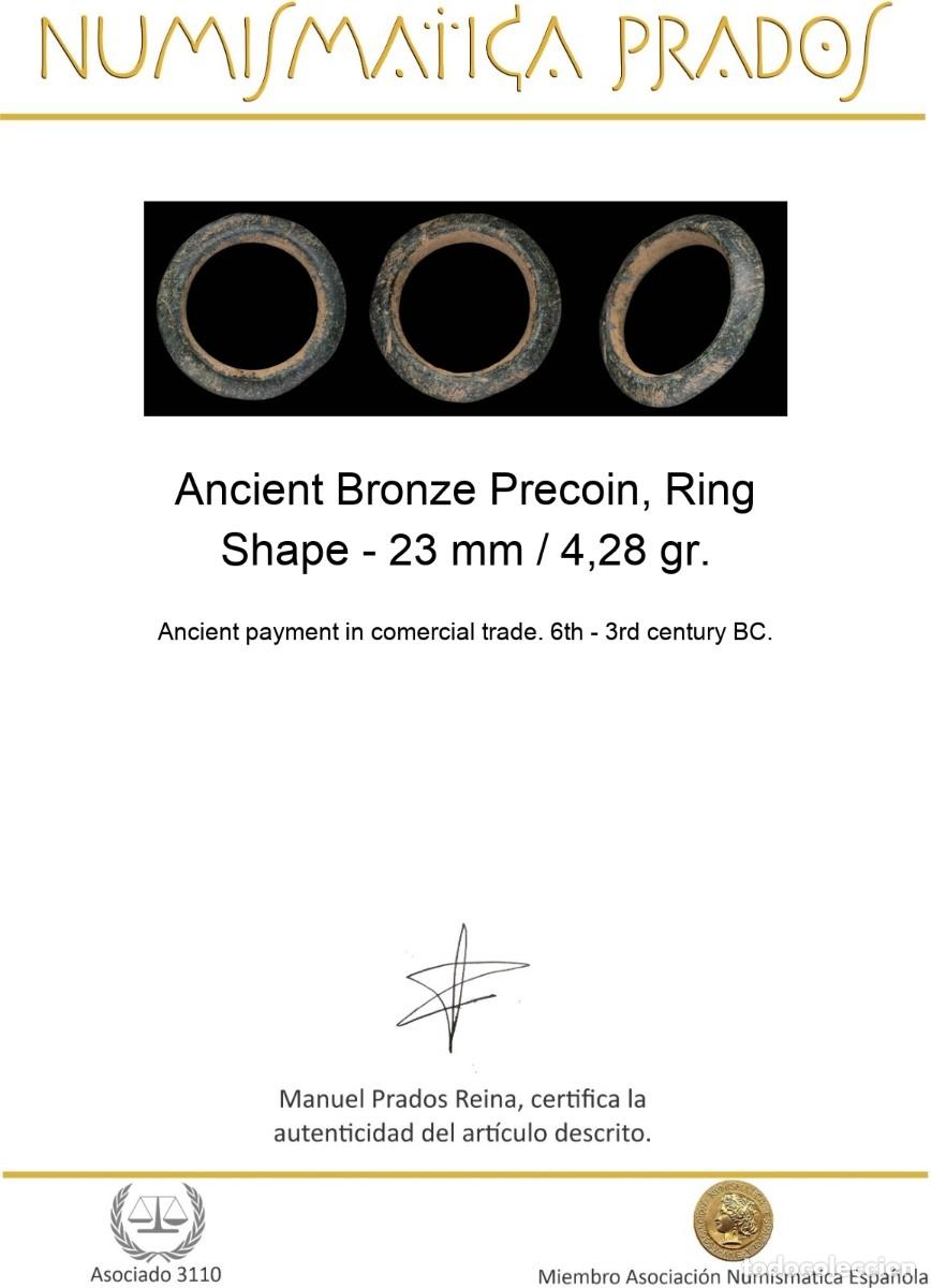 Monedas antiguas: Ancient Bronze Precoin, Ring Shape - 23 mm / 4,28 gr. - Foto 2