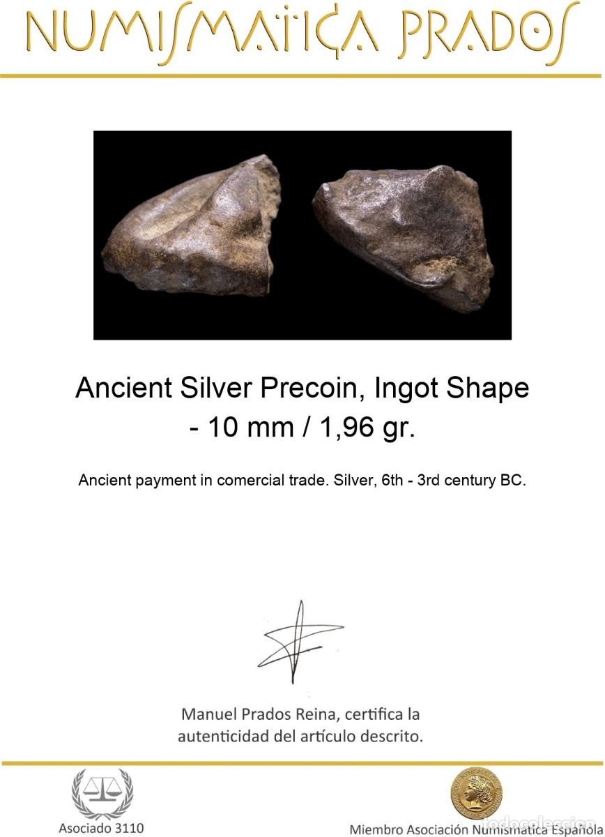 Monedas antiguas: Ancient Silver Precoin, Ingot Shape - 10 mm / 1,96 gr. - Foto 2