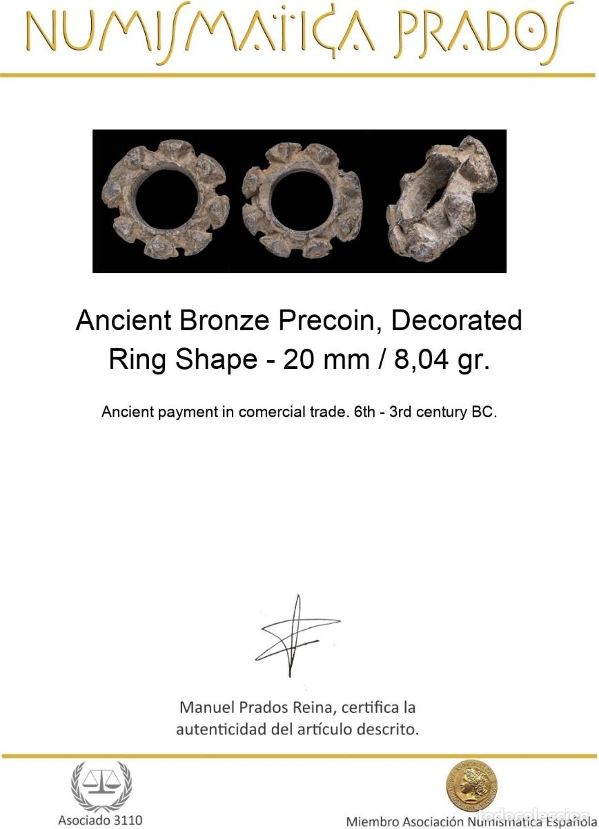 Monedas antiguas: Ancient Bronze Precoin, Decorated Ring Shape - 20 mm / 8,04 gr. - Foto 2