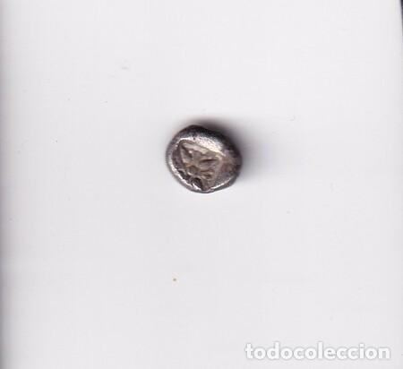 Monedas antiguas: JONIA. Mileto. Diobolo de plata. (525-475 a.C.) Anverso: Cabeza frontal de le&oacute;n o pr&oacute;tomo leonino.