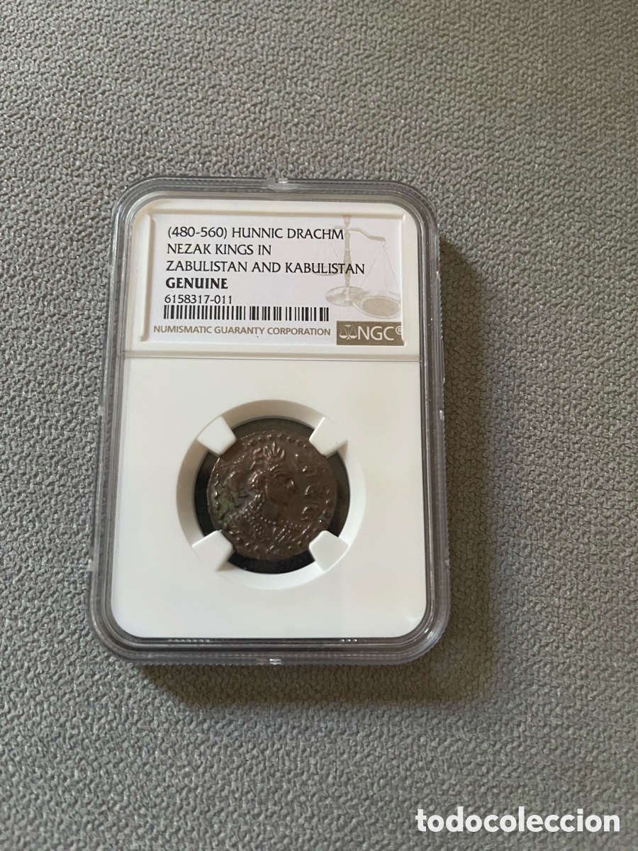 Monedas antiguas: Moneda Dracma bronce Hunos Nezak NGC 480-560 D.C