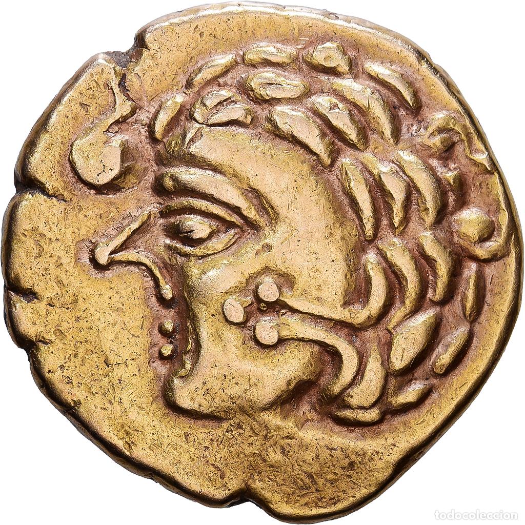 Monedas antiguas: [#982584] Gaul, Aulerci Cenomani, Stater, 2nd century BC, Oro, MBC+, Delestr&eacute;e:2153