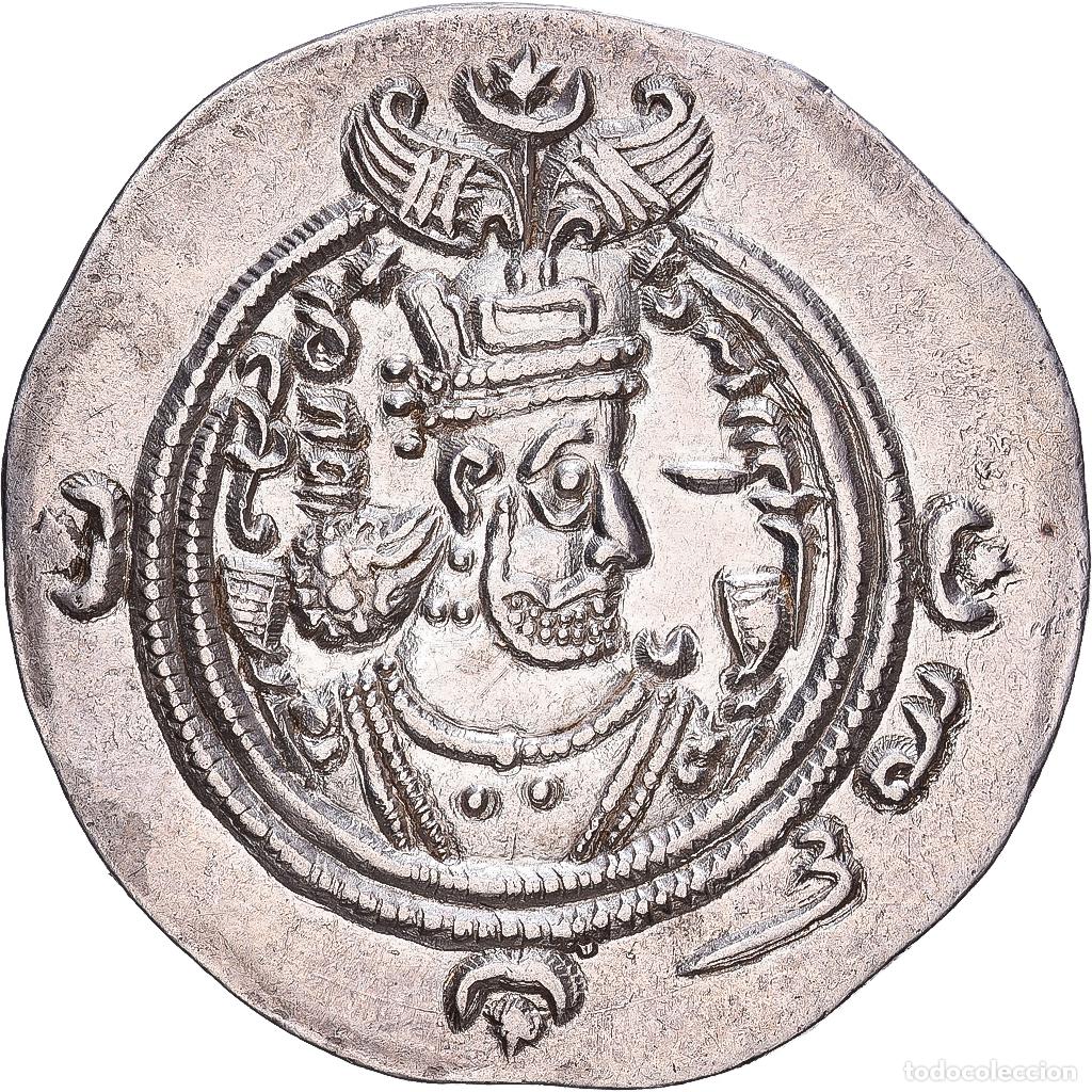 Monedas antiguas: [#1546684] Sasanian Kings, Khusro II, Drachm, 613-614, Nahrawan, Plata, MBC+