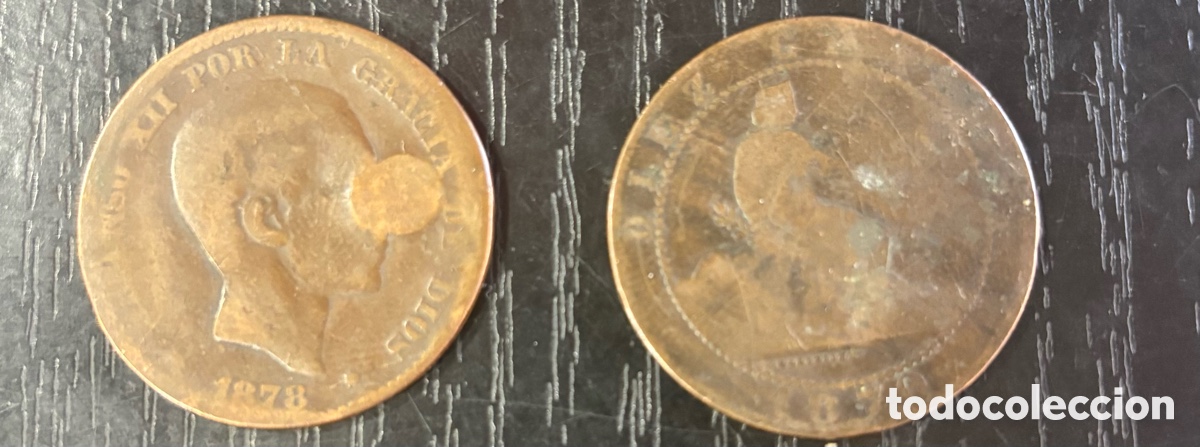 Monedas antiguas: 2 MONEDAS SIGLO XIX COBRE ESPA&Ntilde;OLAS - Foto 2