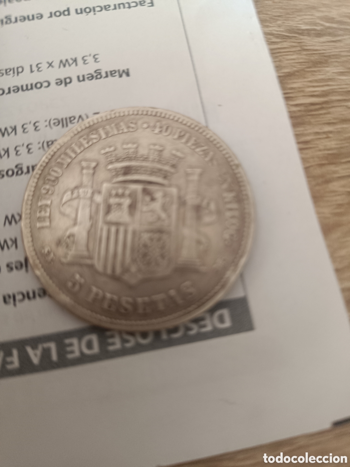 Monedas antiguas: 5 Pesetas Moneda con grabados - Foto 2