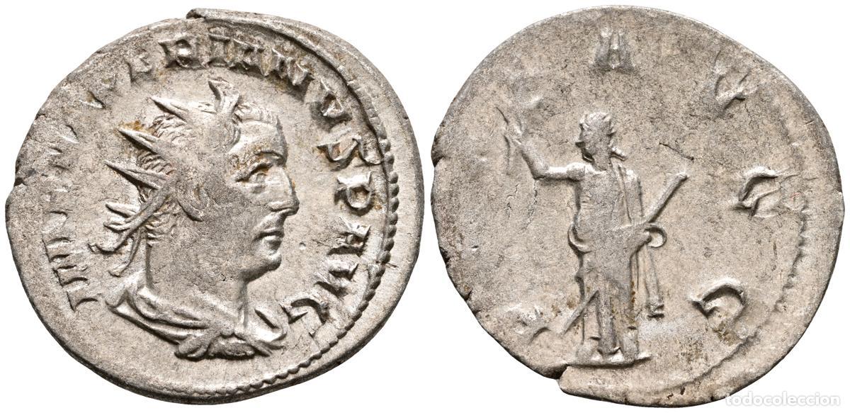 Monete antiche: VALERIANO I. Antoniniano. (Ar. 3,09g/22mm). 257 d.C. Viminacium. (RIC 245). Anv: Busto radiado y dra