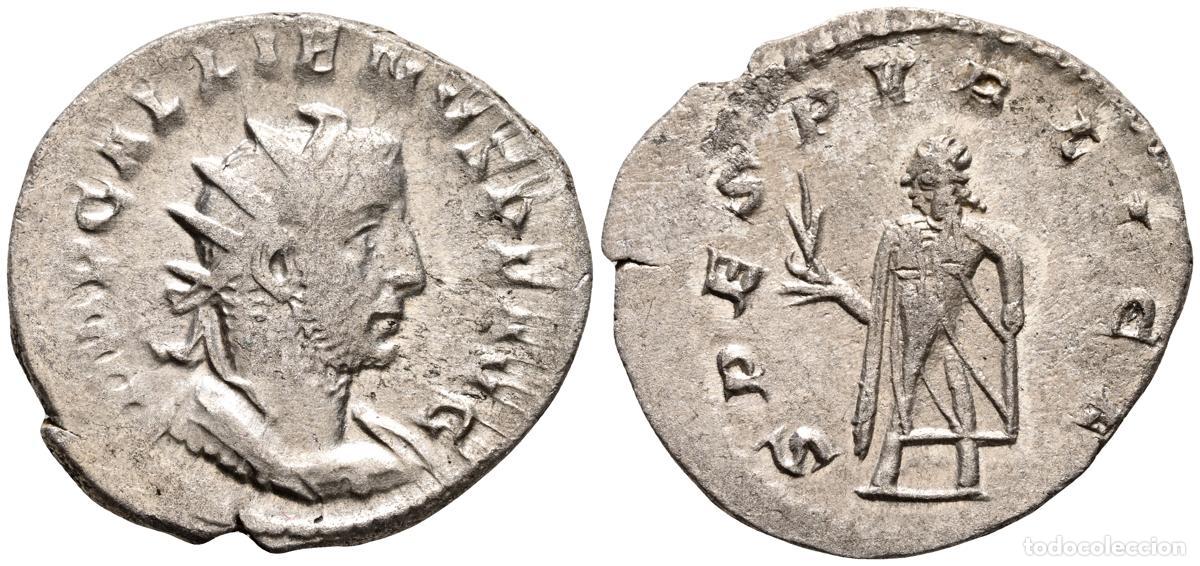 Monete antiche: GALIENO. Antoniniano. (Ar. 2,92g/22mm). 257 d.C. Mediolanum. (RIC 403 var). Anv: Busto radiado y con