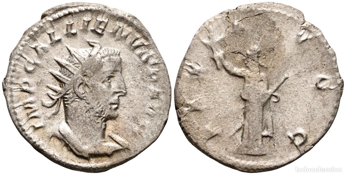 Monete antiche: GALIENO. Antoniniano. (Ar. 2,88g/21mm). 254-255 d.C. Viminacium. (RIC 391). Anv: Busto radiado y dra