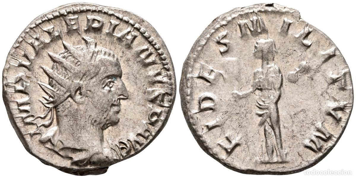 Monete antiche: VALERIANO I. Antoniniano. (Ar. 4,46g/21mm). 253-254 d.C. Viminacium. (RIC 241). Anv: Busto radiado y