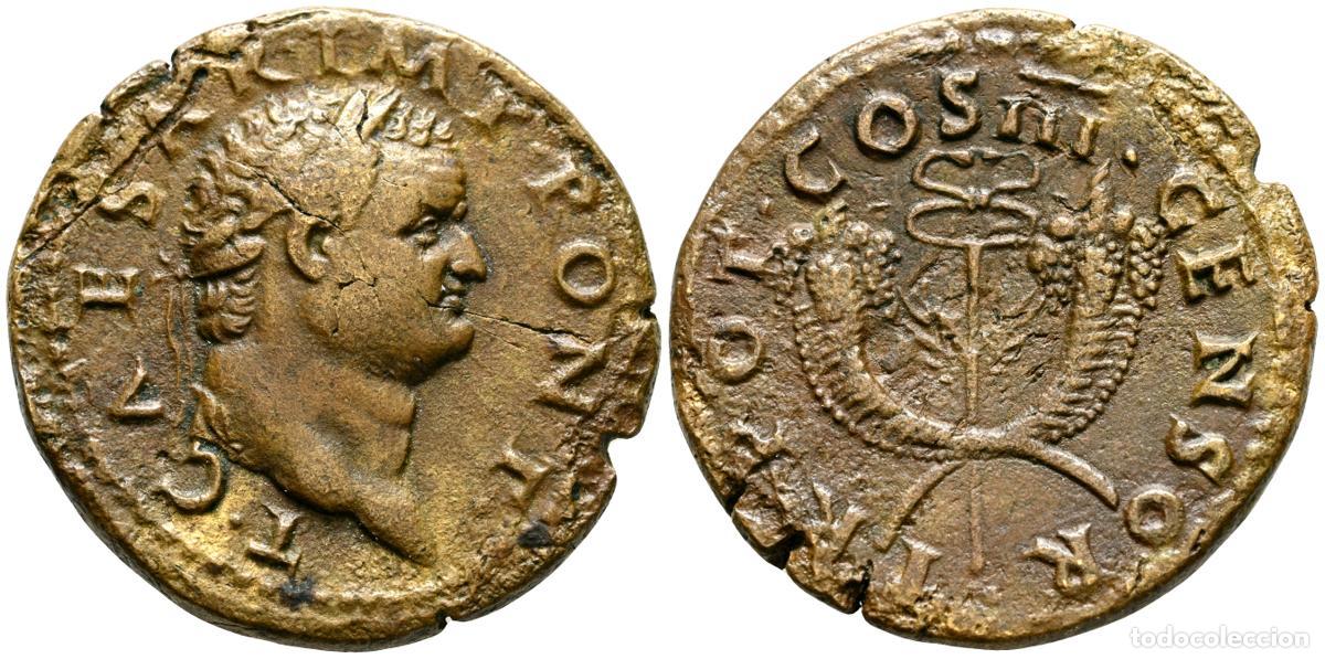 Monete antiche: TITO. Dupondio. (Ae. 11,57g/28mm). 74 d.C. Roma. (RIC 813). Anv: Busto laureado de Tito a derecha, a