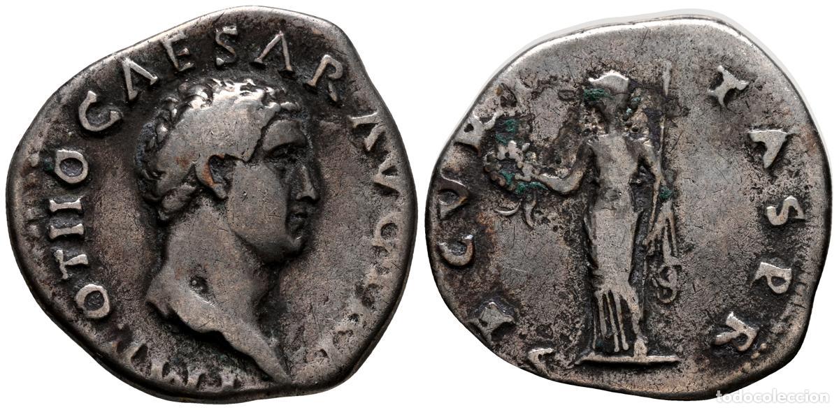 Moedas antigas: OTON. Denario. (Ar. 3,34g/19mm). 69 d.C. Roma. (RIC 10). Anv: Cabeza de Ot&oacute;n a derecha, alrededor le