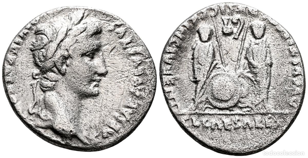 Monedas antiguas: AUGUSTO. Denario. (Ar. 3,68g/19mm). 7-6 a.C. (RIC 207). Anv: Cabeza laureada de Augusto a derecha, a