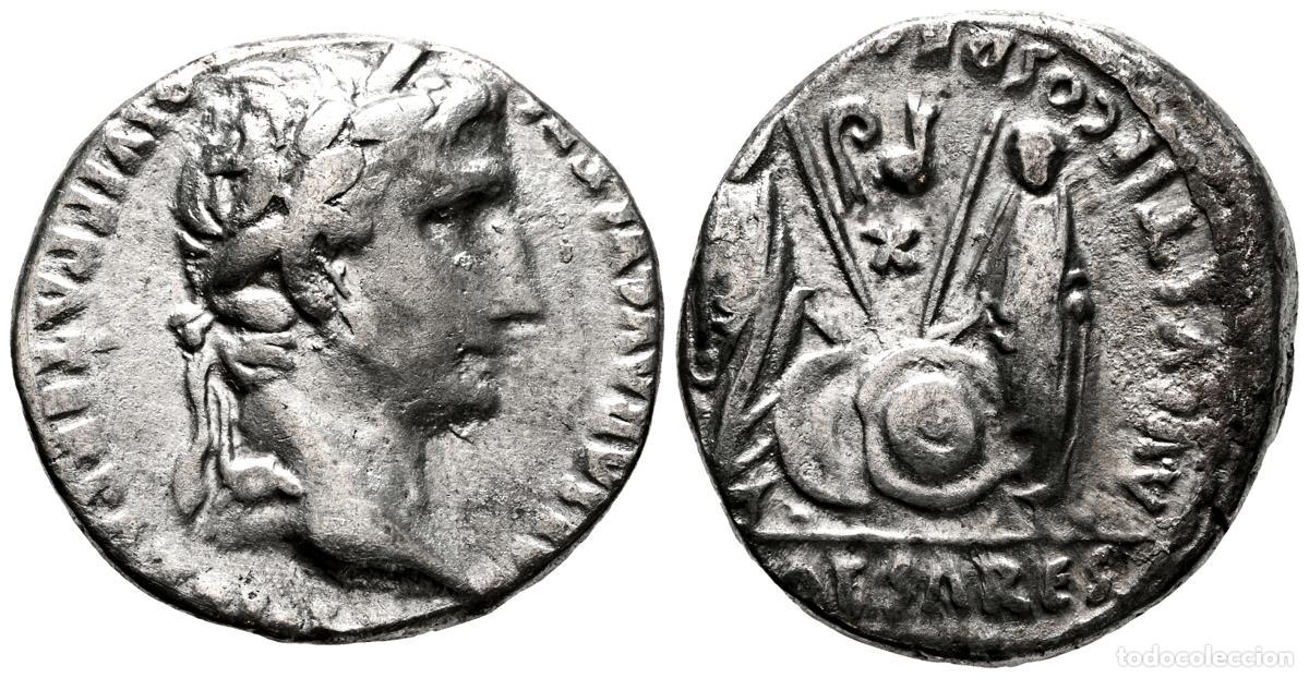 Monedas antiguas: AUGUSTO. Denario. (Ar. 3,58g/17mm). 7-6 a.C. (RIC 207). Anv: Cabeza laureada de Augusto a derecha, a
