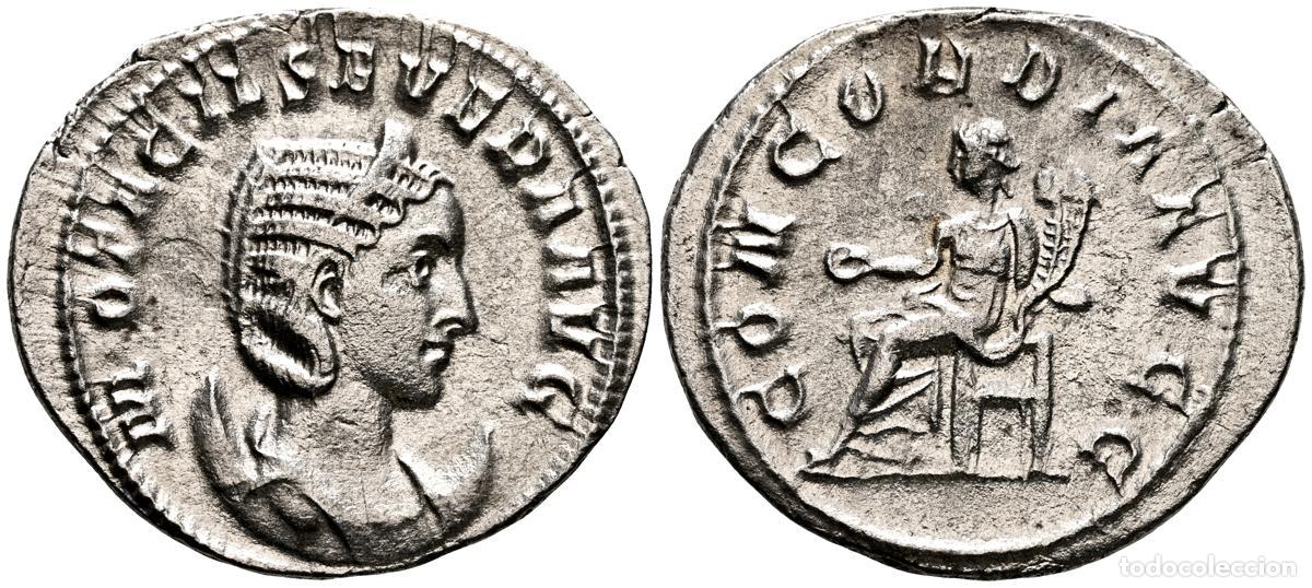 Monete antiche: OTACILIA SEVERA. Antoniniano. (Ar. 3,26g/24mm). 247 d.C. Roma. (RIC 125c). Anv: Busto diademado y dr