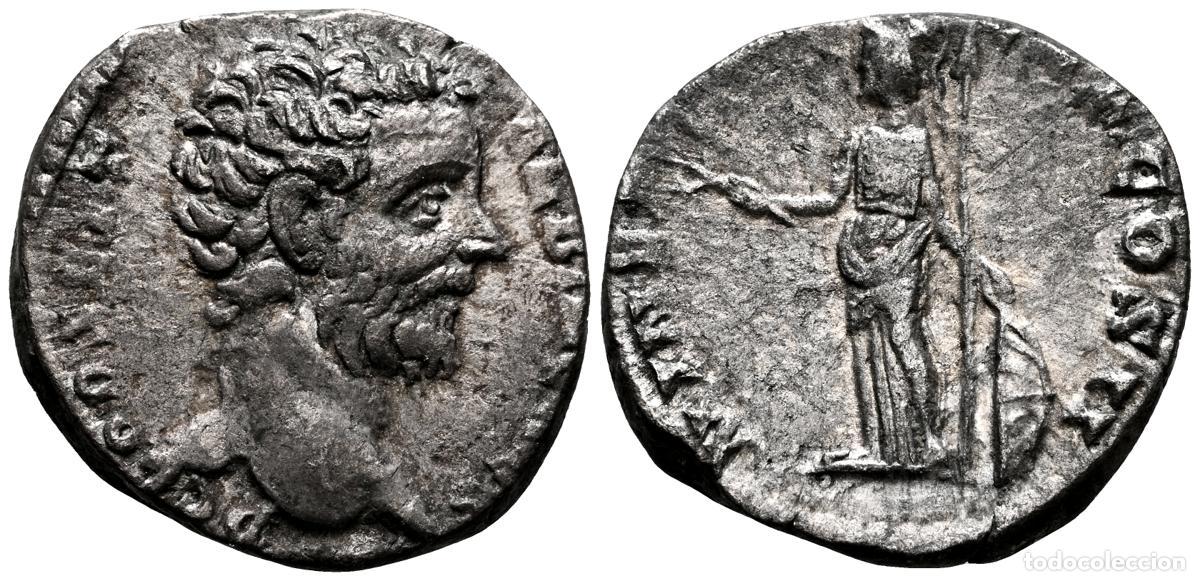 Monedas antiguas: CLODIO ALBINO. Denario. (Ar. 2,86g/17mm). 194-195 d.C. Roma. (RIC 7). Anv: Cabeza de Clodio Albino a