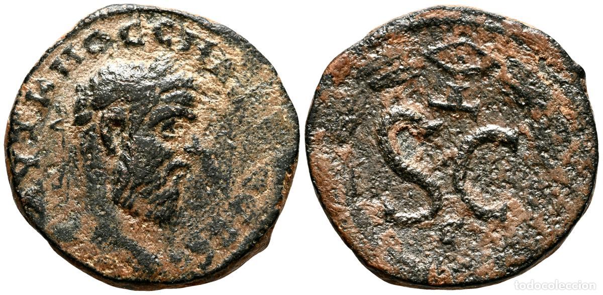 Monedas antiguas: MACRINO. Ae19. (Ae. 4,26g/20mm). 217-218 d.C. Antioqu&iacute;a, Siria. (McAlee 725). Anv: Busto laureado de