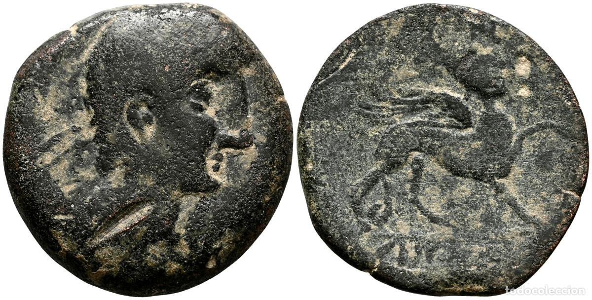 Monedas antiguas: CASTULO (Cazlona, Ja&eacute;n). As. (Ae. 13,23g/29mm). 180 a.C. (FAB-701). Anv: Cabeza masculina diademada