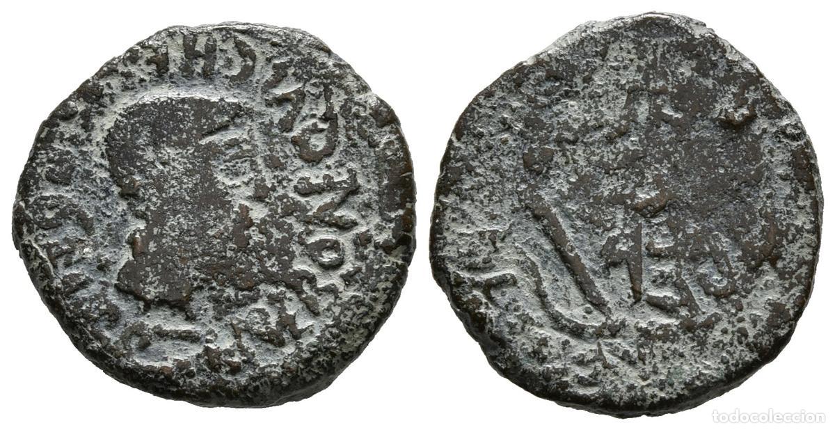 Monedas antiguas: CARTAGONOVA. Semis. Epoca de Augusto. 27 a.C.-14 d.C. Cartagena (Murcia). A/ Cabeza de Tiberio joven