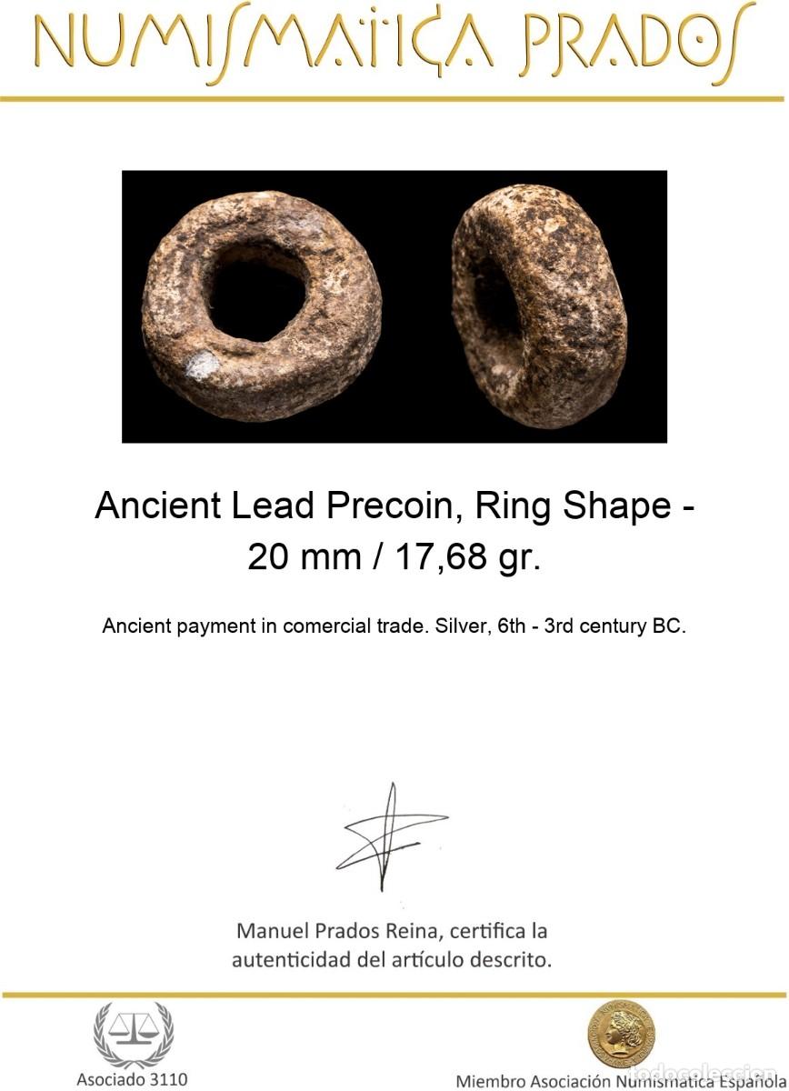 Monedas antiguas: Ancient Lead Precoin, Ring Shape - 20 mm / 17,68 gr. - Foto 2