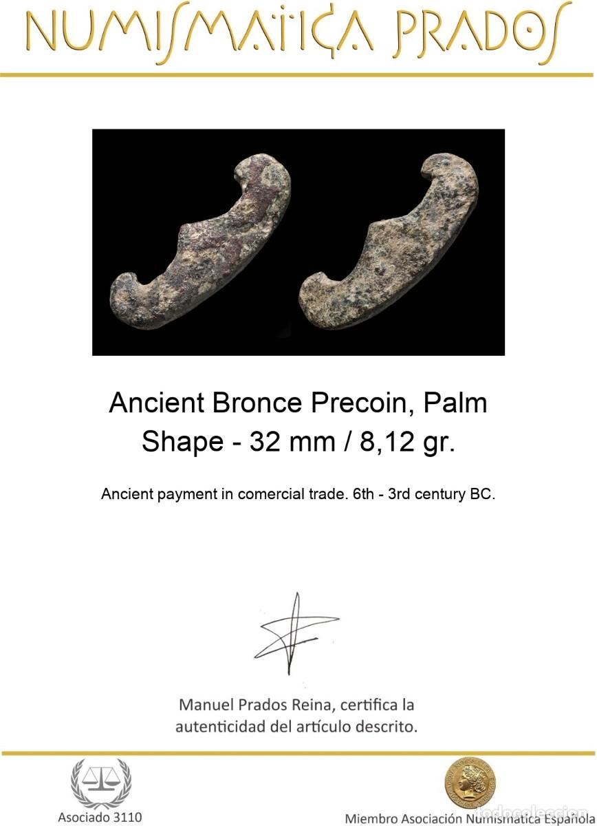 Monedas antiguas: Ancient Bronce Precoin, Palm Shape - 32 mm / 8,12 gr. - Foto 2