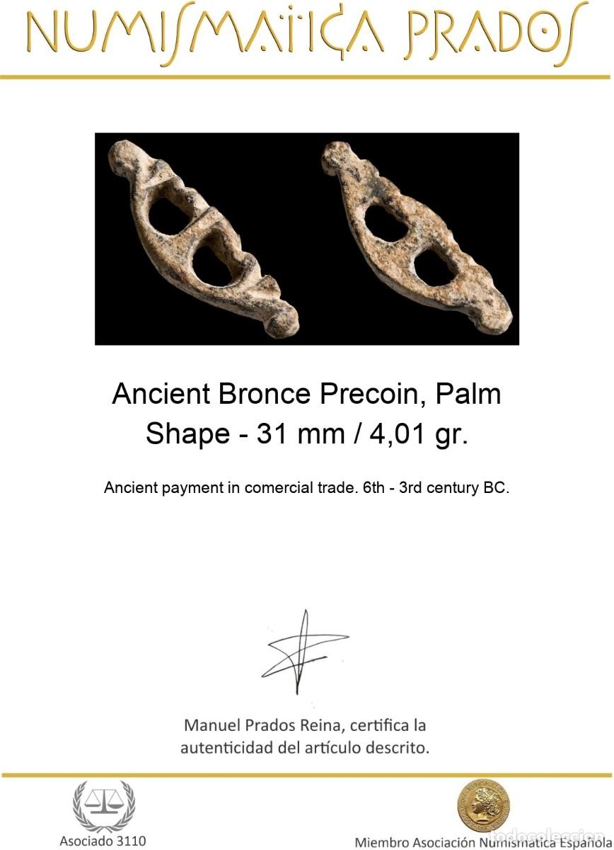 Monedas antiguas: Ancient Bronce Precoin, Palm Shape - 31 mm / 4,01 gr. - Foto 2