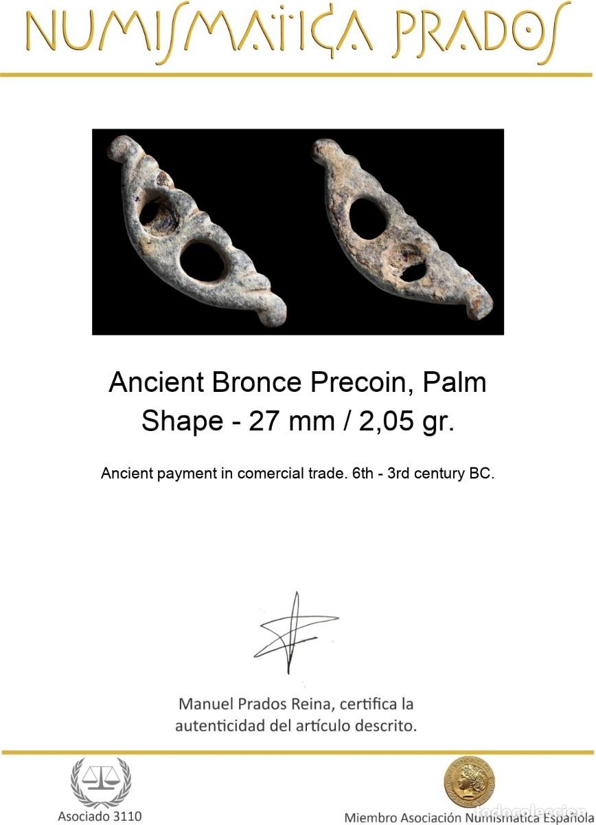 Monedas antiguas: Ancient Bronce Precoin, Palm Shape - 27 mm / 2,05 gr. - Foto 2