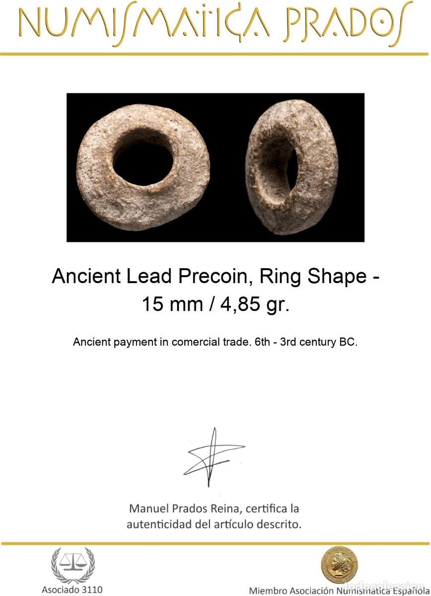 Monedas antiguas: Ancient Lead Precoin, Ring Shape - 15 mm / 4,85 gr. - Foto 2