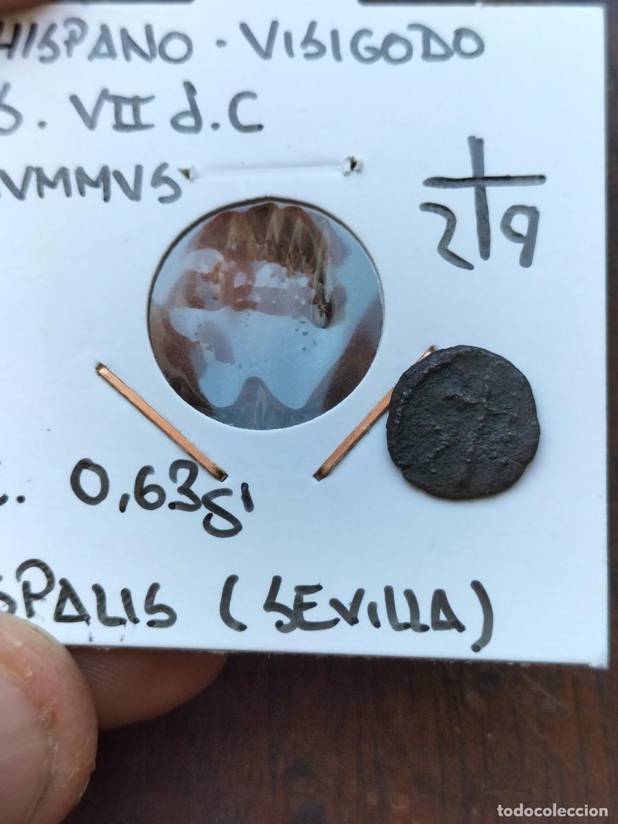 Monedas antiguas: Muy raro numus visigodo . Ceca ispali S P del reves