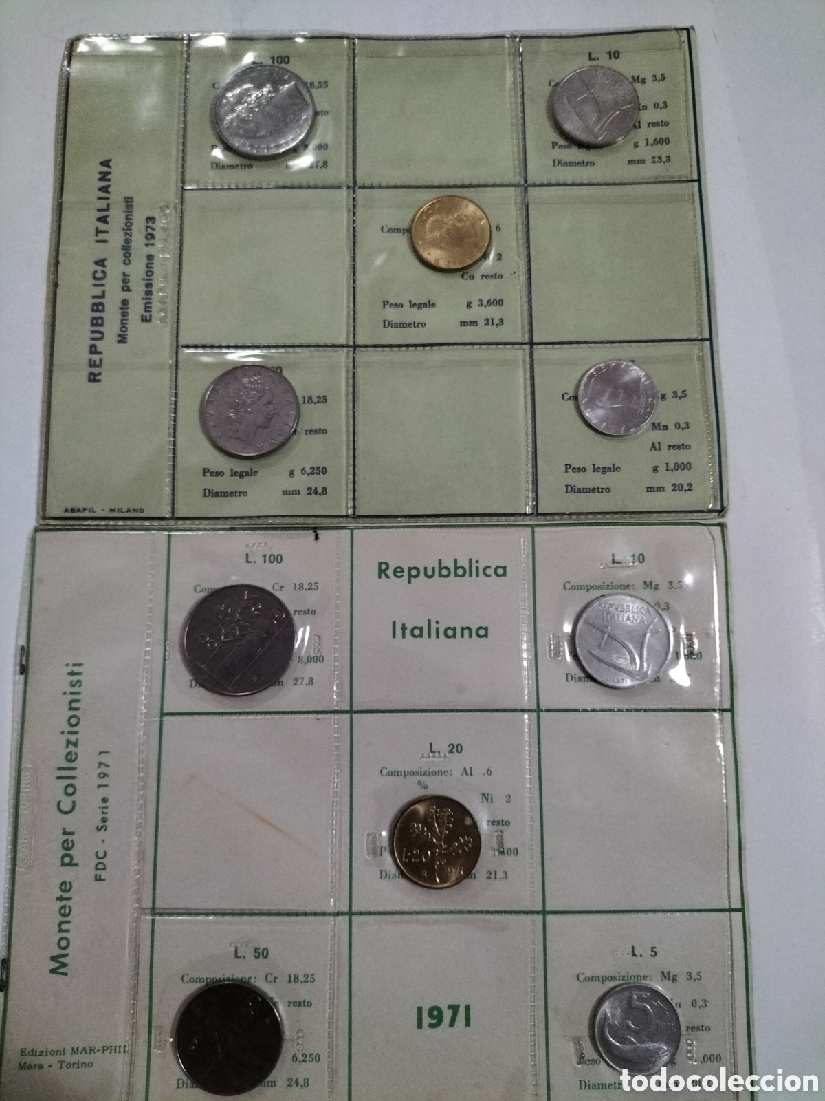 Monedas antiguas: Serie Divisionale Zecca Italia 1971 e 1973