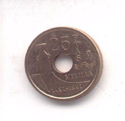 Monedas con errores: 3-65. Errores Espa&ntilde;a 25 ptas 1997 - Foto 1